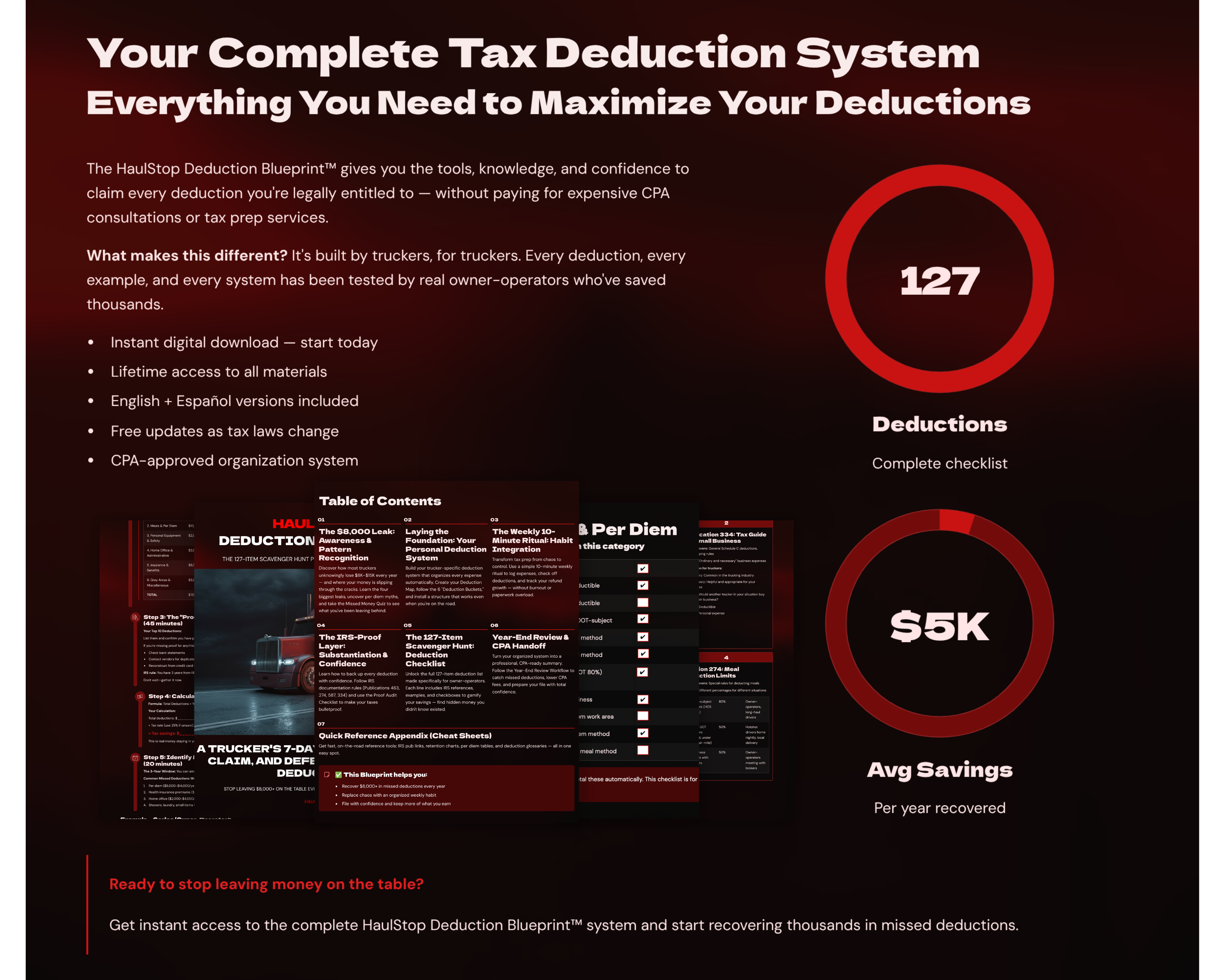 HaulStop Deduction Blueprint - Owner Operator Tax Deduction System