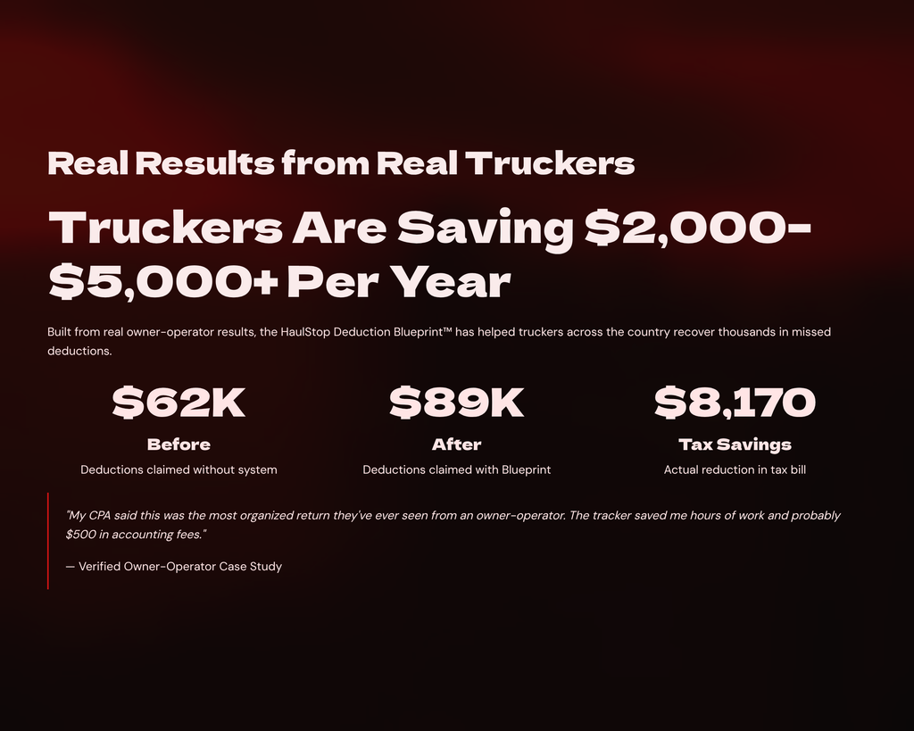 HaulStop Deduction Blueprint - Owner Operator Tax Deduction System